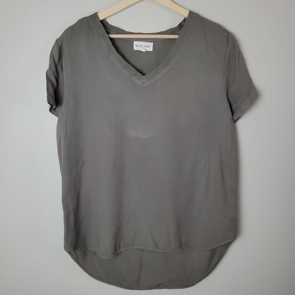 Bella Dahl‎ Tshirt Womens Large Olive Green Rayon Short Sleeve Casual